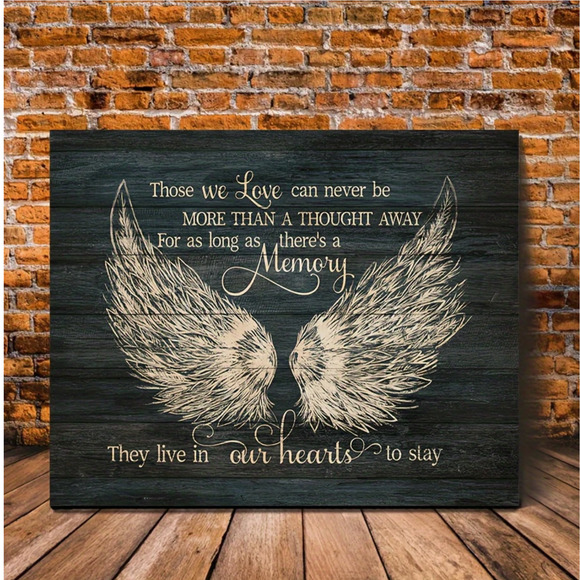 Large Stretch Canvas Print Angel Wings, Those We Love Can Never Be Far Away - Picture 4 of 6